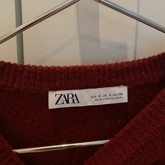 Zara burgundy sweater with puffy sleeves - Picture 3 of 5